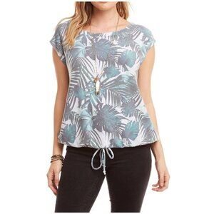 NWT Womens Chaser Tropical Palm Leaf Tie Waist Tee Size Medium
